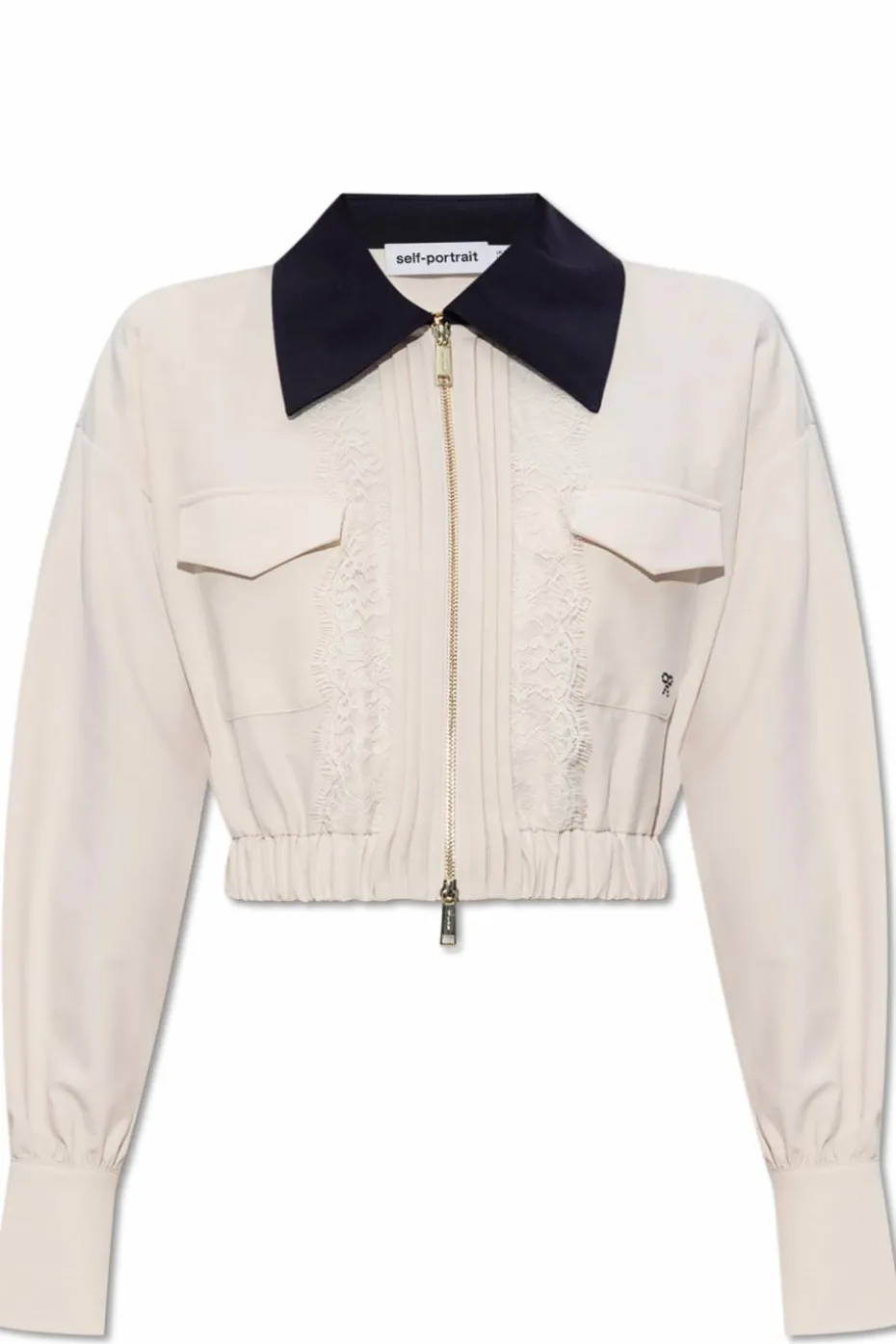 Self-Portrait cream Jacket with lace inserts