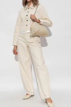 Self-Portrait cream Jeans with sewn-in zipper in the legs