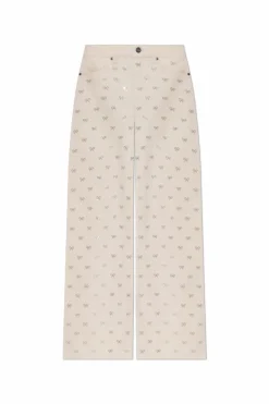 Self-Portrait cream Jeans with Shimmering Appliqués