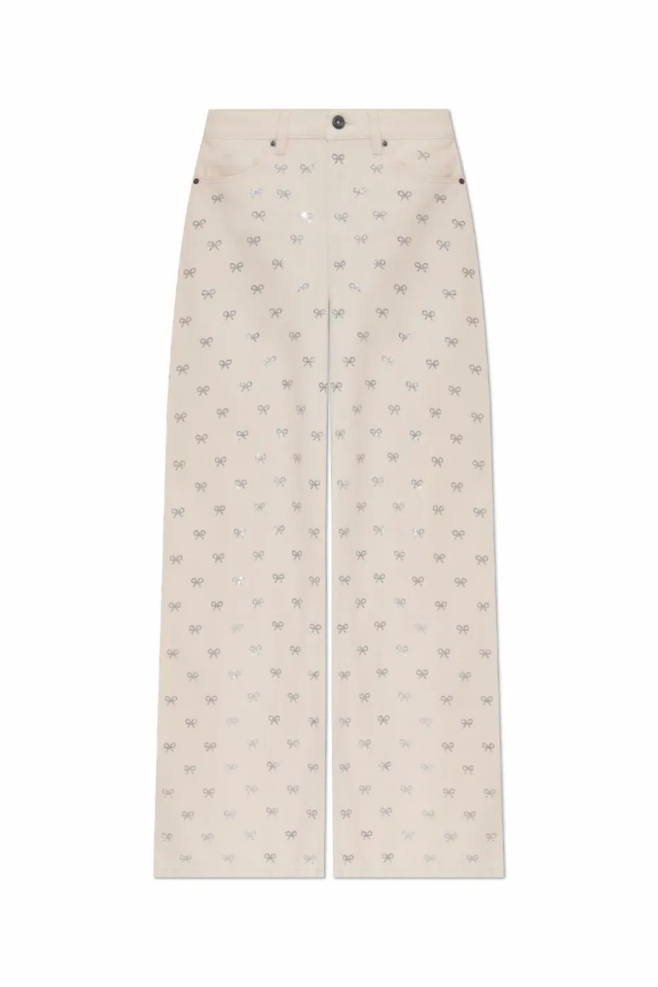 Self-Portrait cream Jeans with Shimmering Appliqués