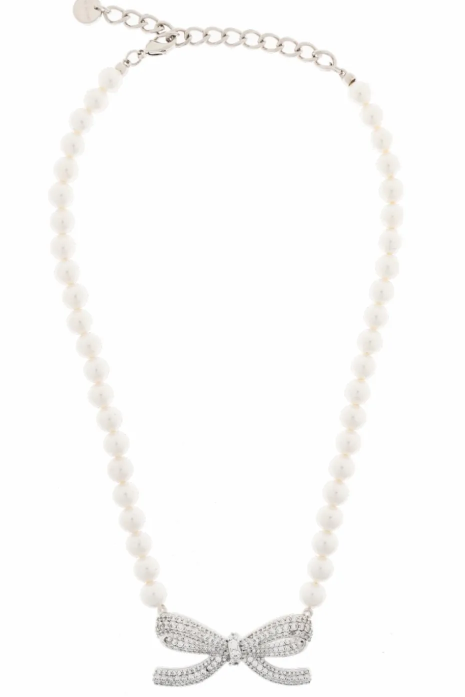 Self-Portrait cream Necklace with shimmering crystals