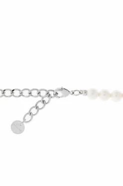 Self-Portrait cream Necklace with shimmering crystals