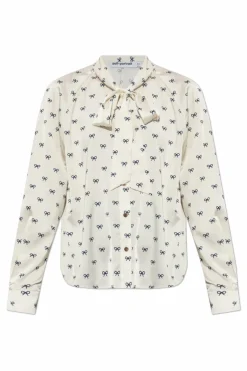 Self-Portrait cream Shirt with decorative tie at the neckline