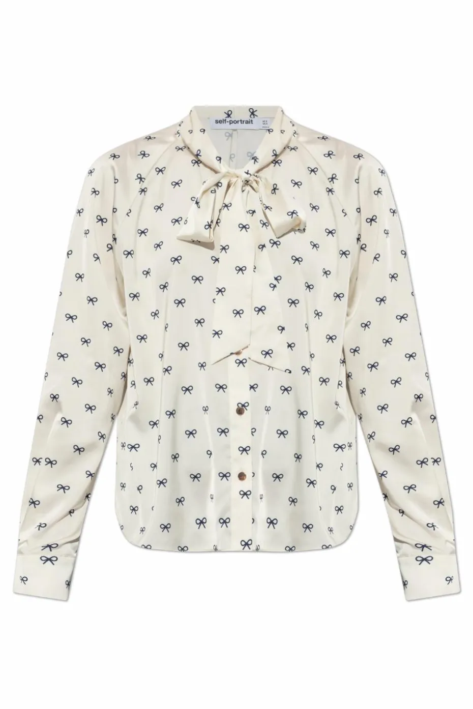 Self-Portrait cream Shirt with decorative tie at the neckline