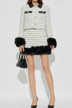 Self-Portrait cream Tweed skirt
