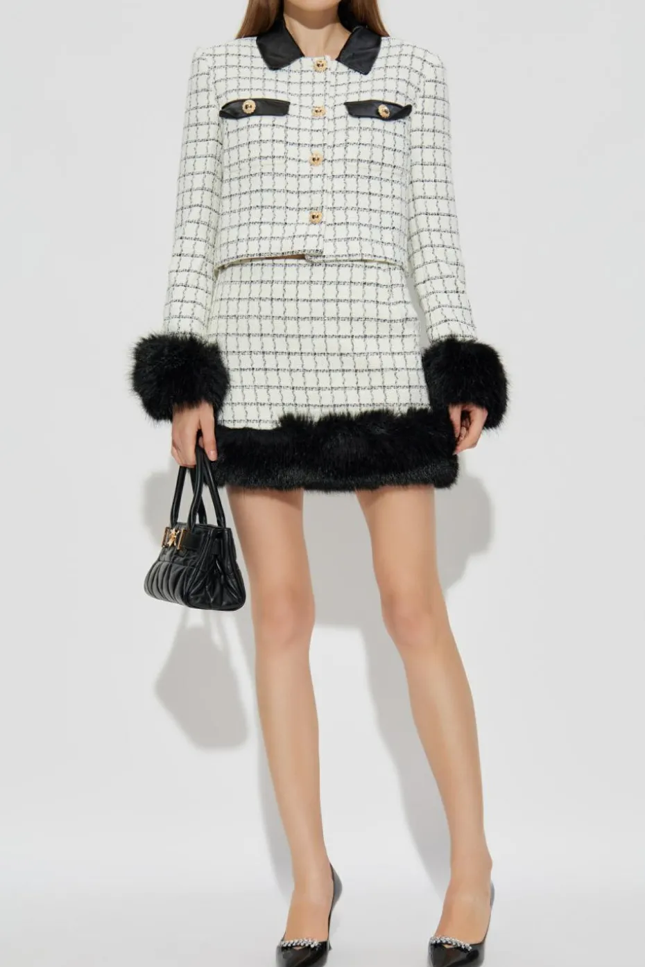 Self-Portrait cream Tweed jacket