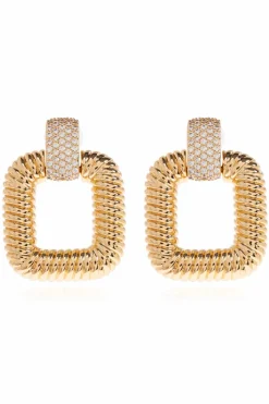 Self-Portrait GOLD Earrings with shimmering crystals
