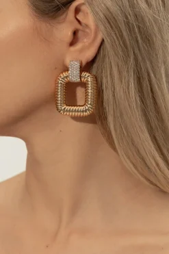 Self-Portrait GOLD Earrings with shimmering crystals