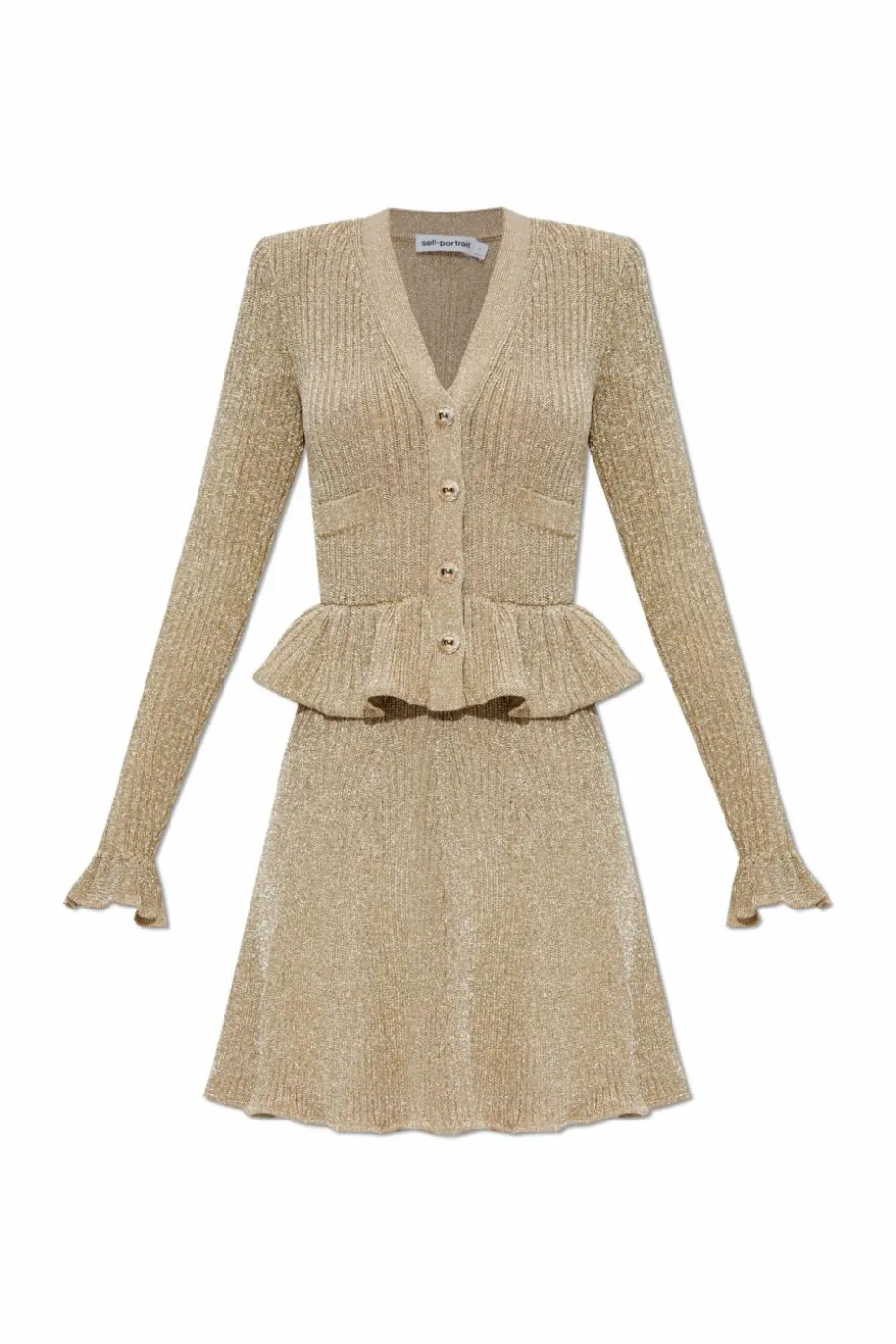 Self-Portrait GOLD Lurex dress with peplum