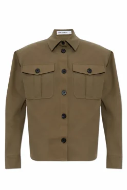 Self-Portrait GREEN Shirt with shoulder pads