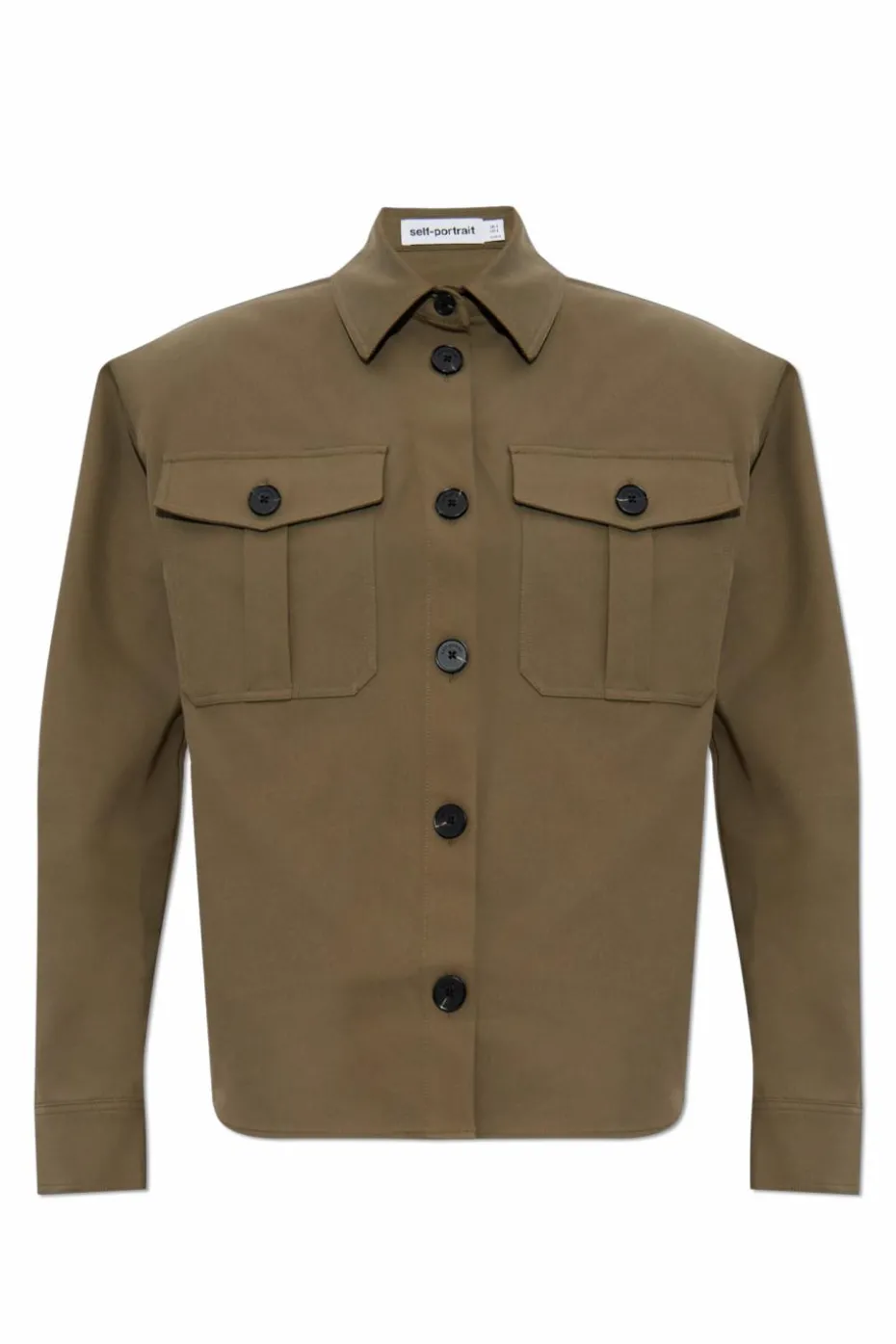 Self-Portrait GREEN Shirt with shoulder pads