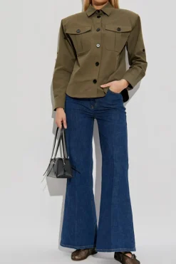 Self-Portrait GREEN Shirt with shoulder pads