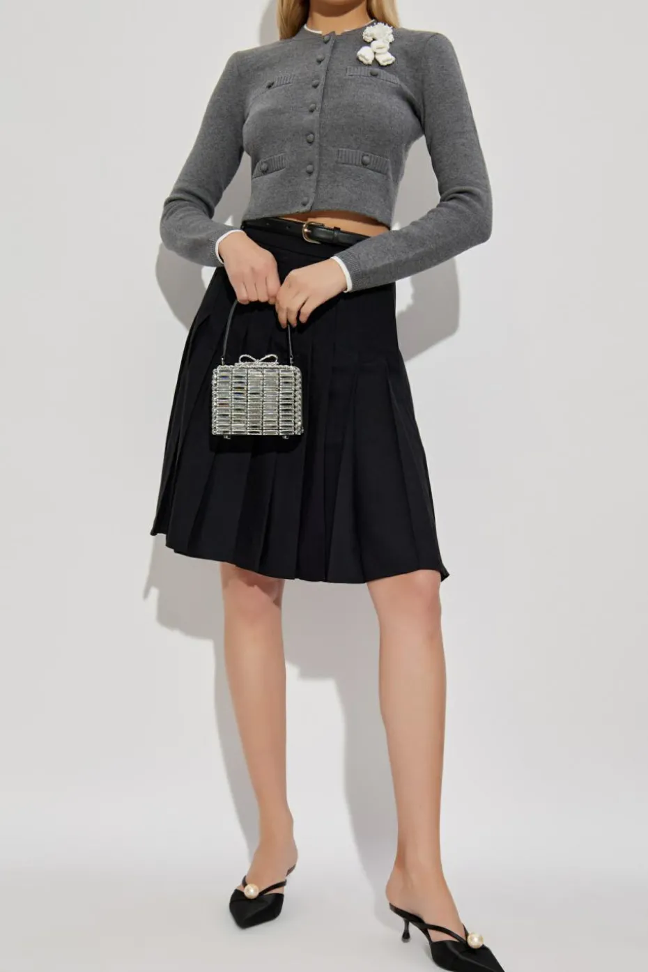 Self-Portrait GREY Cardigan with applique