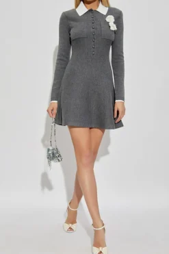 Self-Portrait GREY Dress with appliqué