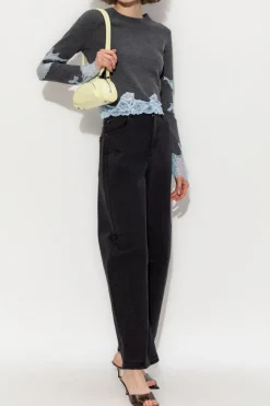 Self-Portrait GREY Sweater with lace inserts
