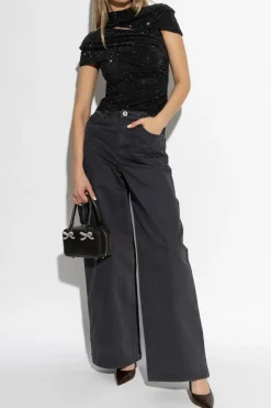 Self-Portrait GREY Wide Leg Jeans