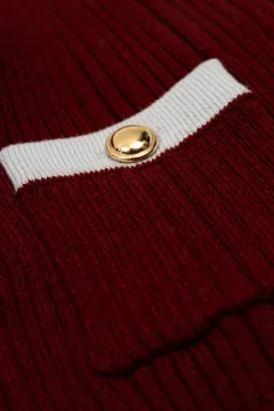 Self-Portrait Kids BURGUNDY Ribbed cardigan