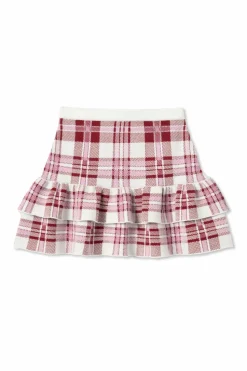 Self-Portrait Kids BURGUNDY Plaid pattern skirt