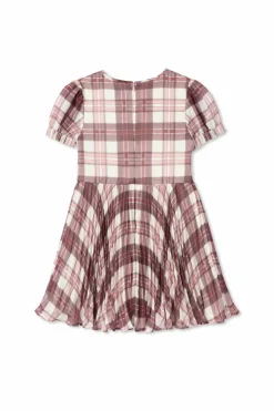 Self-Portrait Kids BURGUNDY Dress with check pattern