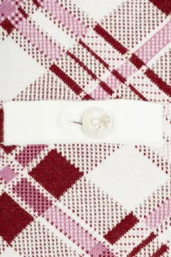 Self-Portrait Kids BURGUNDY Dress with a checkered pattern