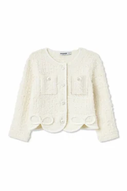 Self-Portrait Kids cream Cardigan with decorative trim