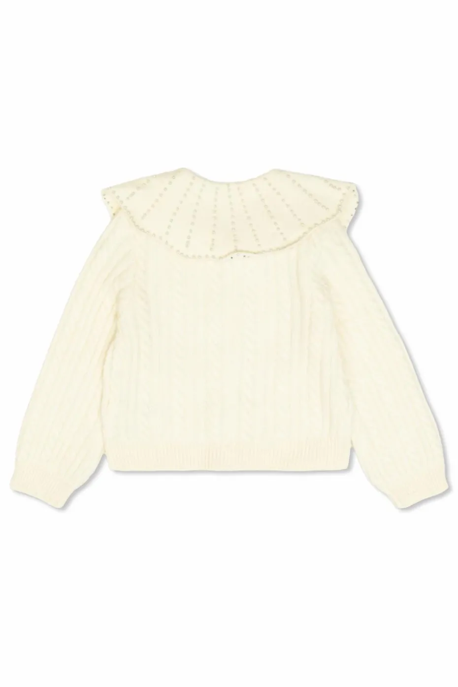 Self-Portrait Kids cream Cardigan with pearl embellishments