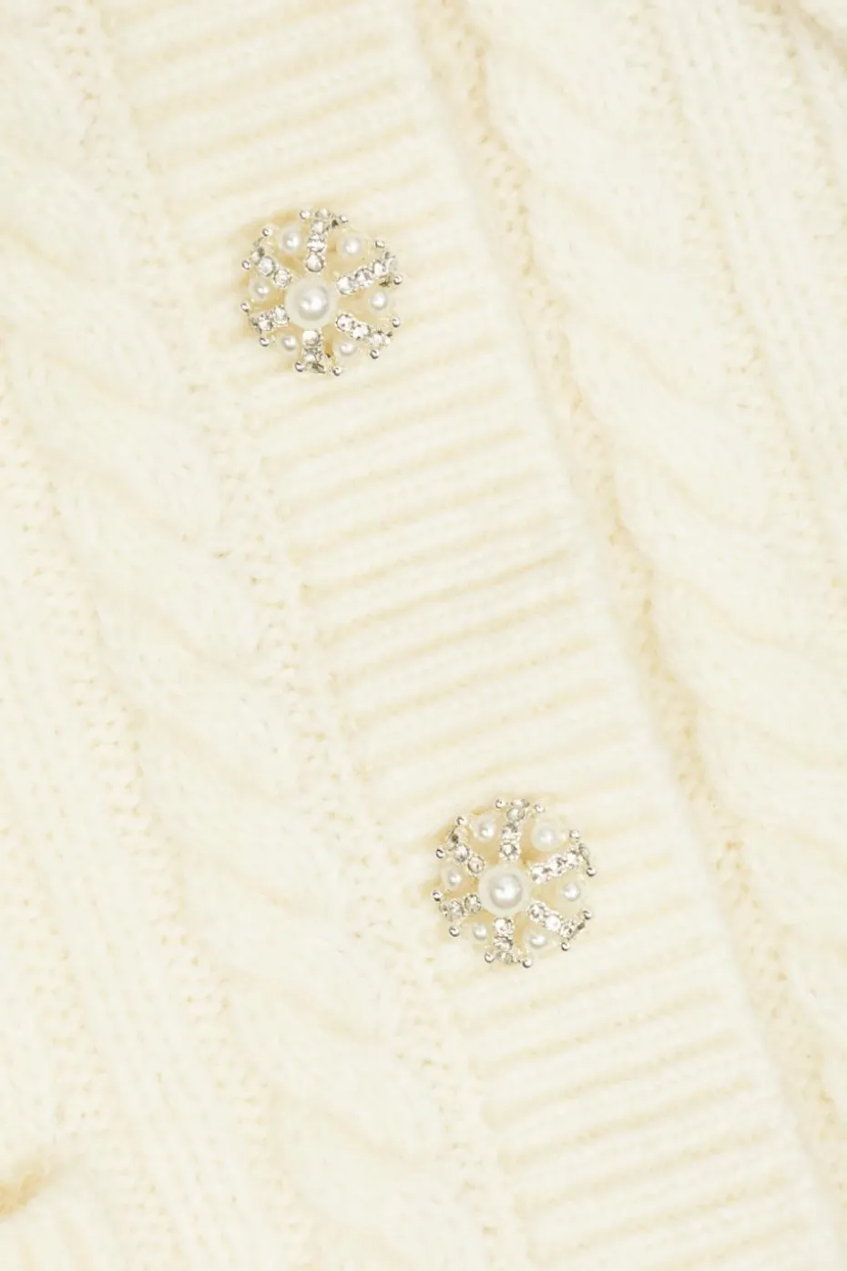 Self-Portrait Kids cream Cardigan with pearl embellishments