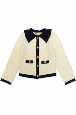 Self-Portrait Kids cream Jacket with collar