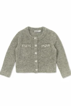 Self-Portrait Kids GREY Cardigan with shimmering appliqués