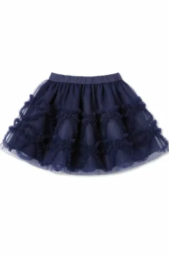 Self-Portrait Kids NAVY BLUE Skirt with tulle trim