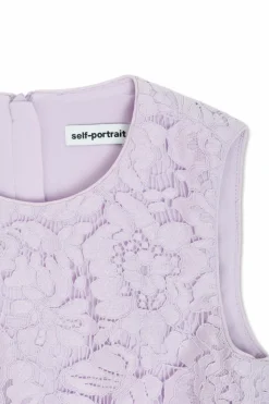 Self-Portrait Kids PURPLE Dress with openwork trim