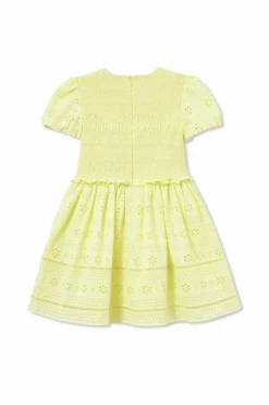 Self-Portrait Kids YELLOW Dress with openwork trim