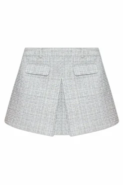 Self-Portrait light blue Tweed Skirt with Belt