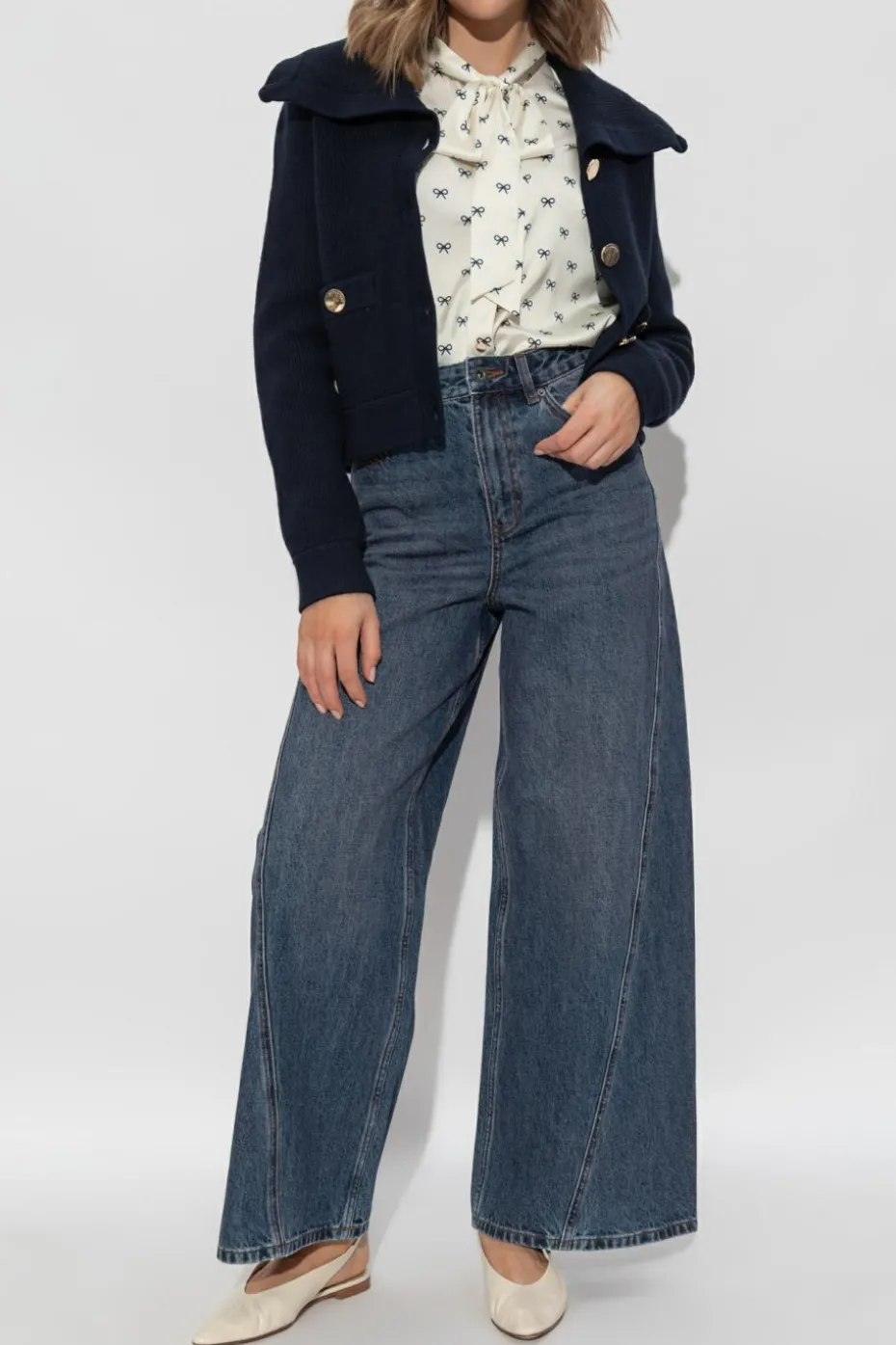 Self-Portrait NAVY BLUE Cardigan with pockets