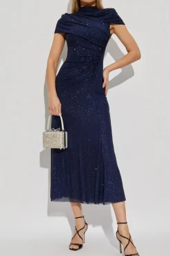 Self-Portrait NAVY BLUE Dress with shimmering sequins