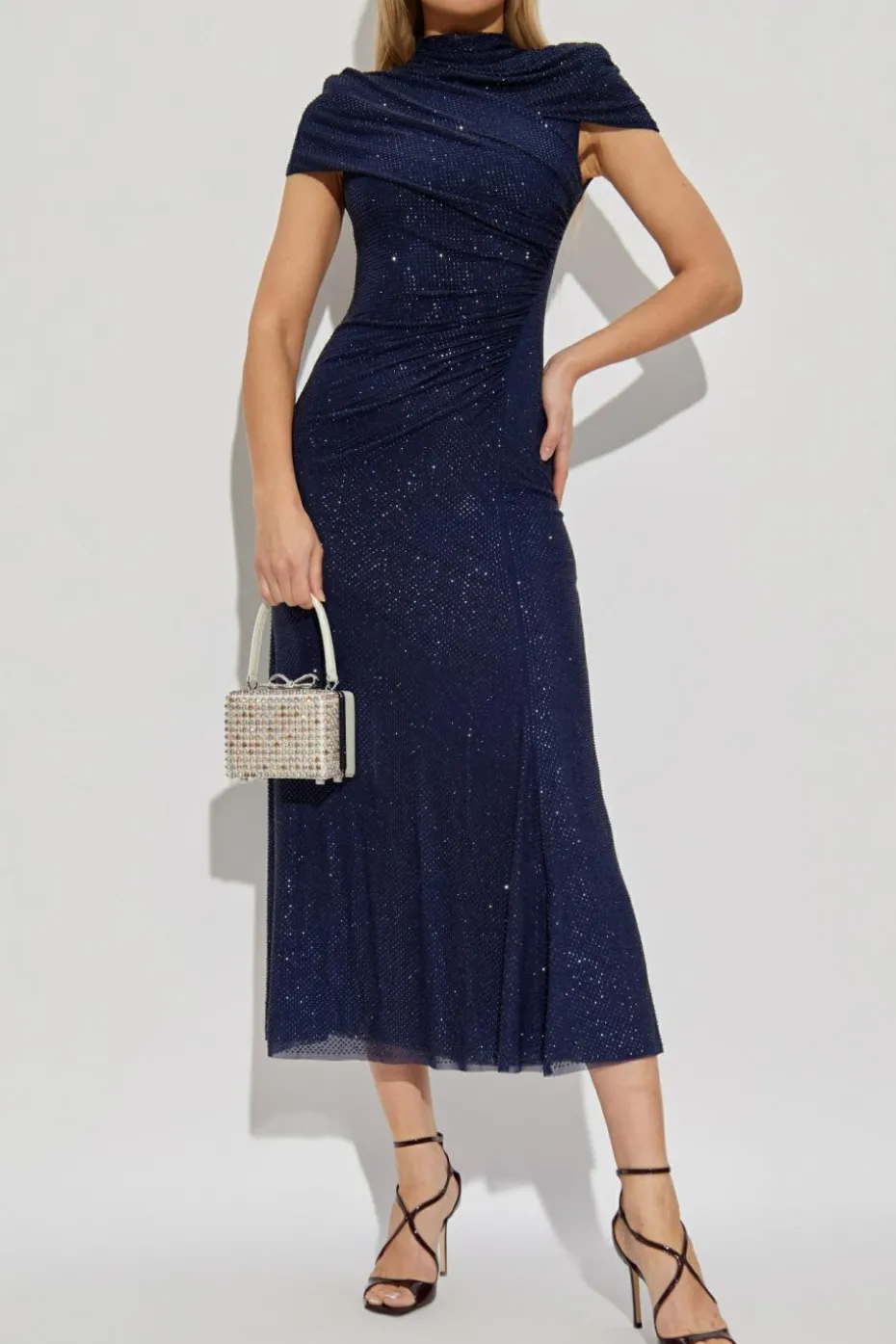 Self-Portrait NAVY BLUE Dress with shimmering sequins