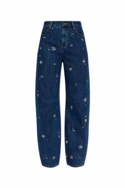 Self-Portrait NAVY BLUE Jeans with shimmering appliquƩs
