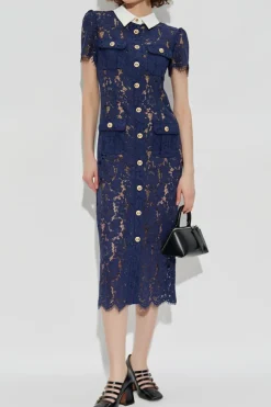 Self-Portrait NAVY BLUE Lace dress with pockets