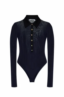 Self-Portrait NAVY BLUE Long-sleeve bodysuit