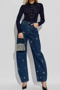 Self-Portrait NAVY BLUE Long-sleeve bodysuit