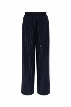 Self-Portrait NAVY BLUE Pants with shimmering sequins