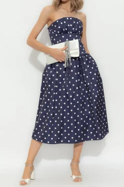 Self-Portrait NAVY BLUE Polka Dot Pattern Dress