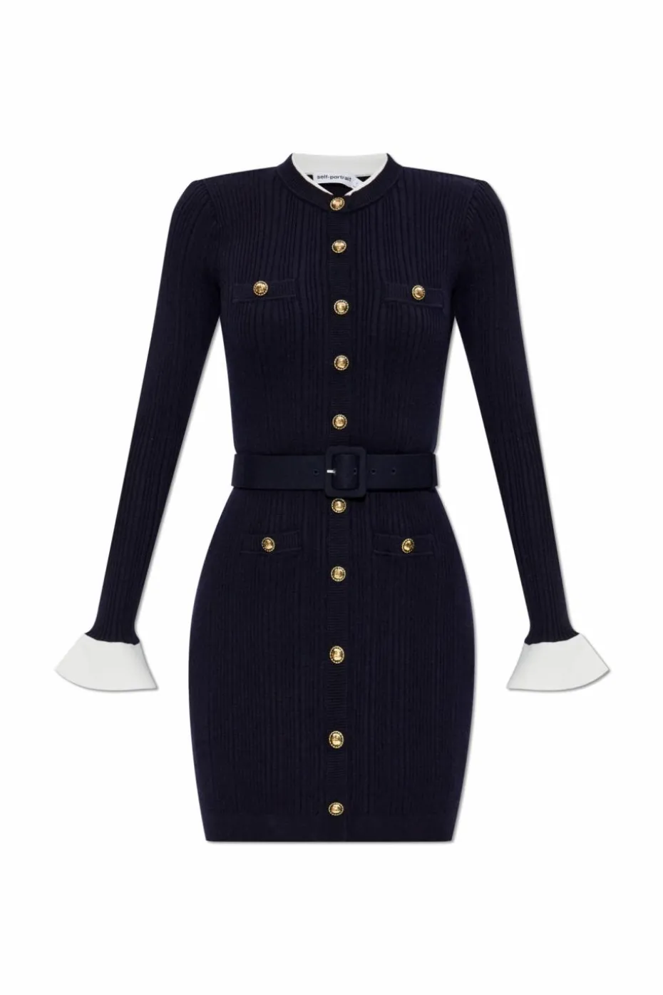 Self-Portrait NAVY BLUE Ribbed dress