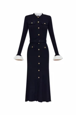 Self-Portrait NAVY BLUE Ribbed dress