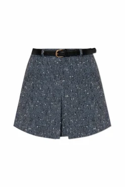 Self-Portrait NAVY BLUE Short skirt with front slit