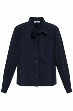 Self-Portrait NAVY BLUE Shirt with shimmering sequins