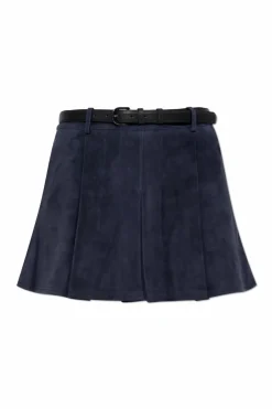 Self-Portrait NAVY BLUE Suede skirt