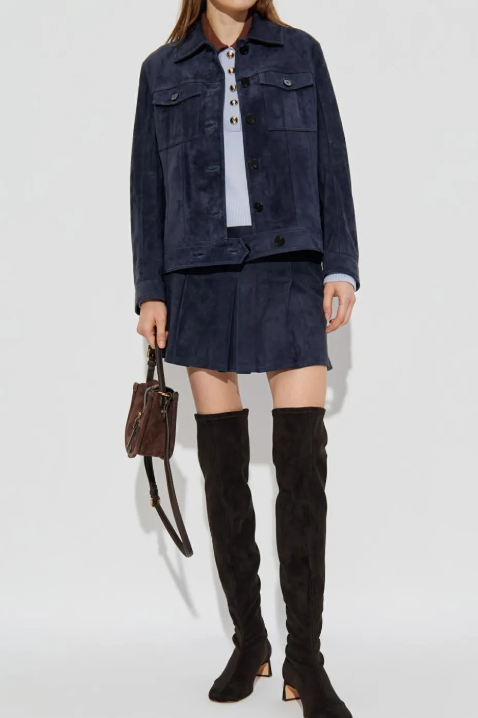 Self-Portrait NAVY BLUE Suede jacket