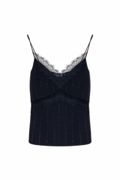 Self-Portrait NAVY BLUE Top with shimmering sequins