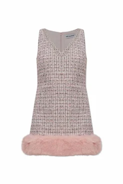 Self-Portrait PINK Dress with faux fur
